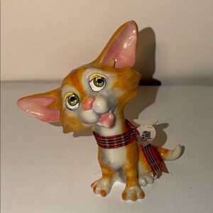 Little Paws Collection by Arora Design Orange and Pink Cat Figurine. UK NWOT